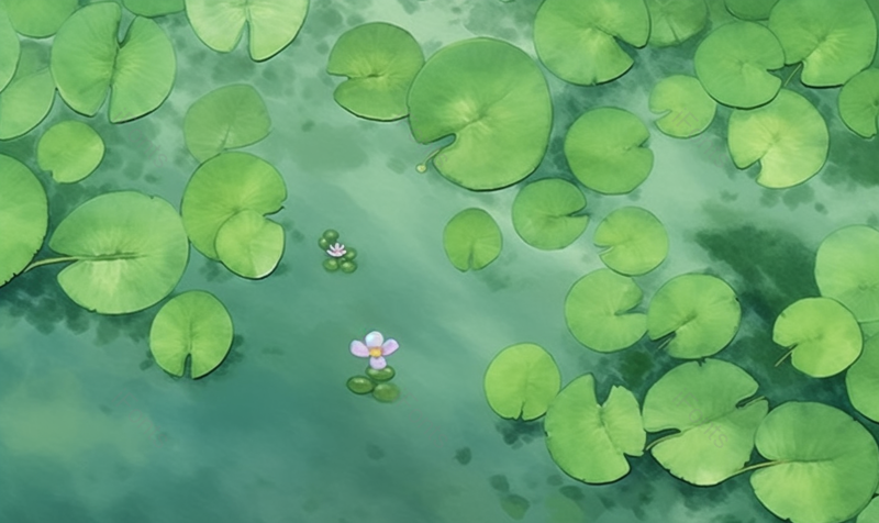 夏天唯美水面上的睡莲荷花池插画背景,插画/手绘图,插画/手绘图库,插画/手绘图下载,插画/手绘